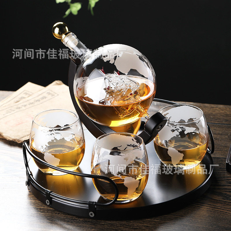 地球造型玻璃工艺酒瓶 地球造型泡酒器泡酒瓶 玻璃酒瓶醒酒器摆件