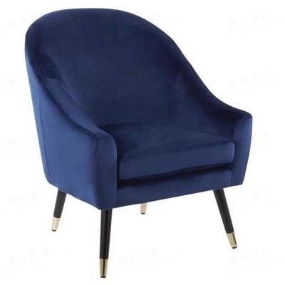 北欧实木布艺单人沙发椅美式客厅卧室懒人椅售楼处咖啡馆洽谈椅子