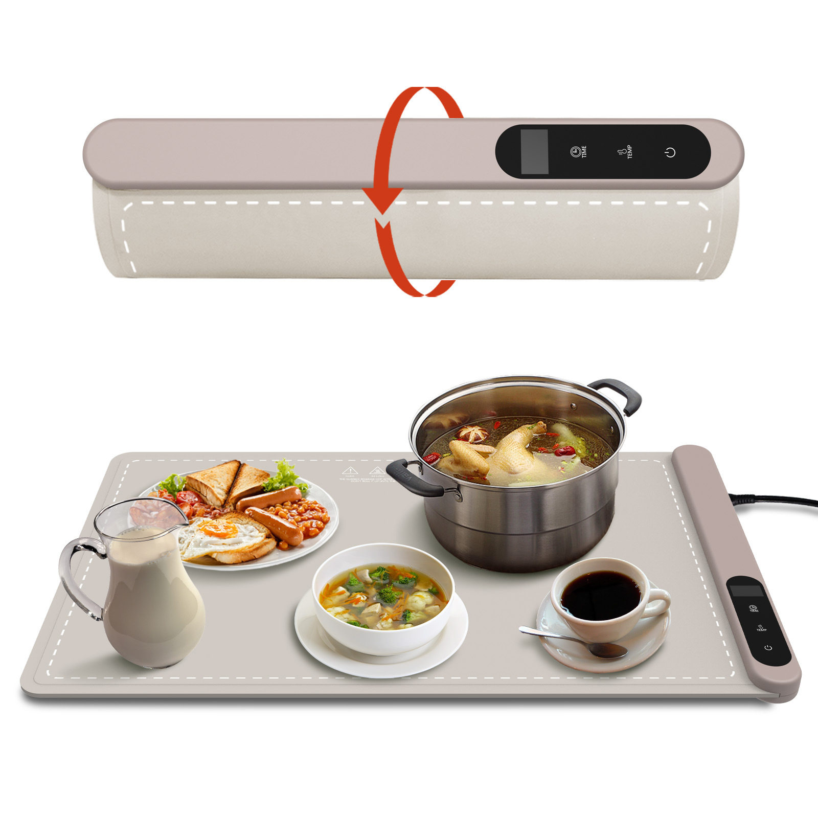 食品加热垫电动加热盘加热托盘硅胶加热垫可卷餐桌保温板多功能