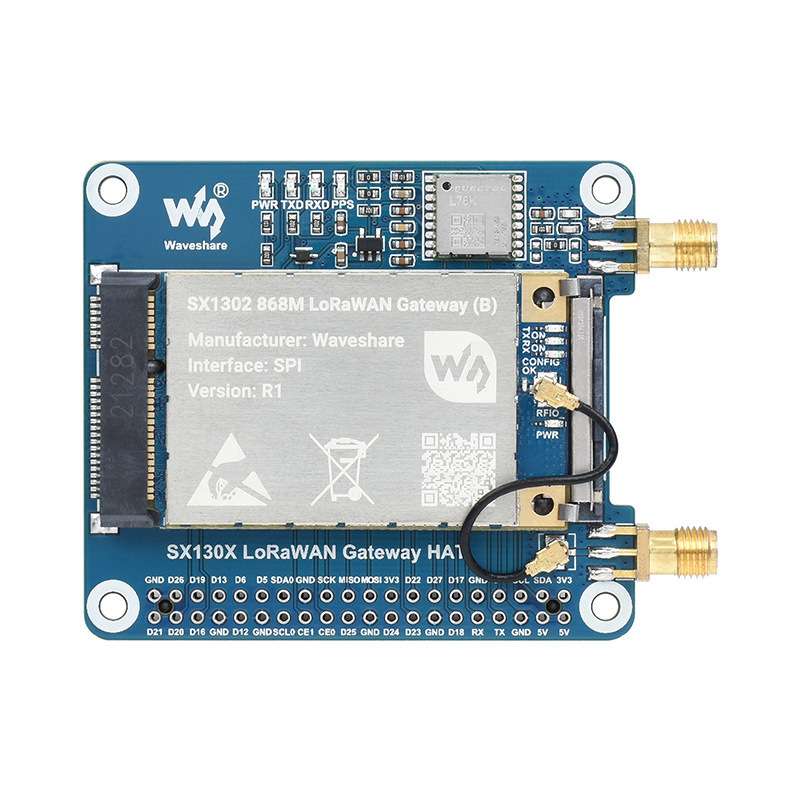 微雪 树莓派LoRaWAN 网关模块 SX1302/SX130 868M/915M 模组可选