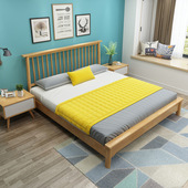 北欧橡胶实木床现代简约1.8米婚床酒店公寓经济型家具1.5单双人床