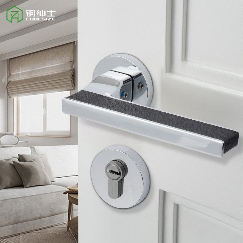 钢绅士  门锁室内房门锁静音家用通用型门把手木门黑色分体门锁具