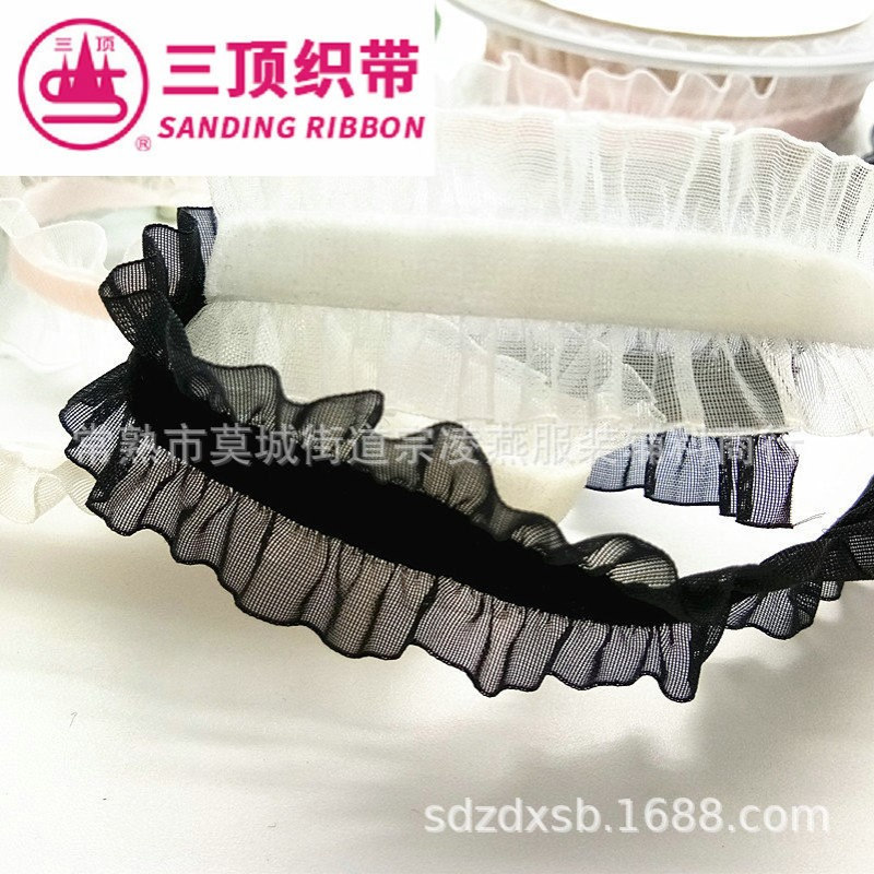三顶双边花边松紧绒带 雪纺边松紧丝绒织带 服装辅料配件批发