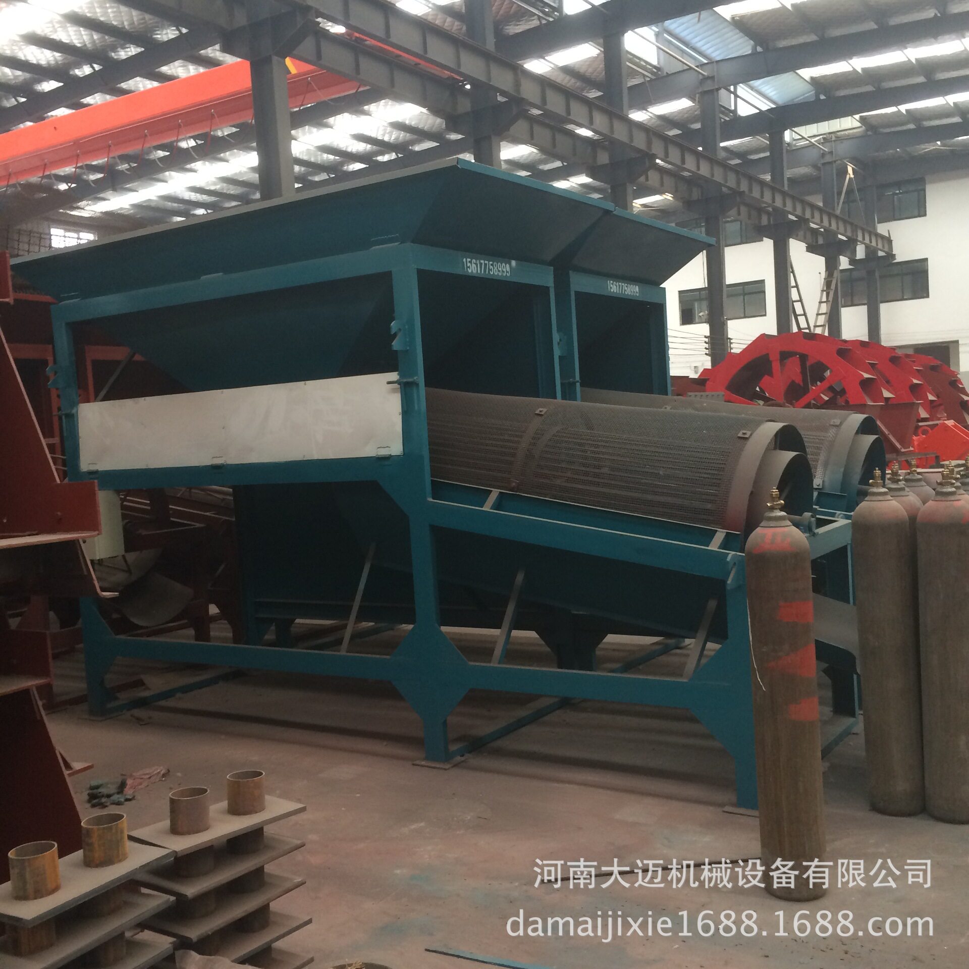 煤矸石滚筒筛 水冲洗滚筒筛 简易移动的无轴滚筒筛
