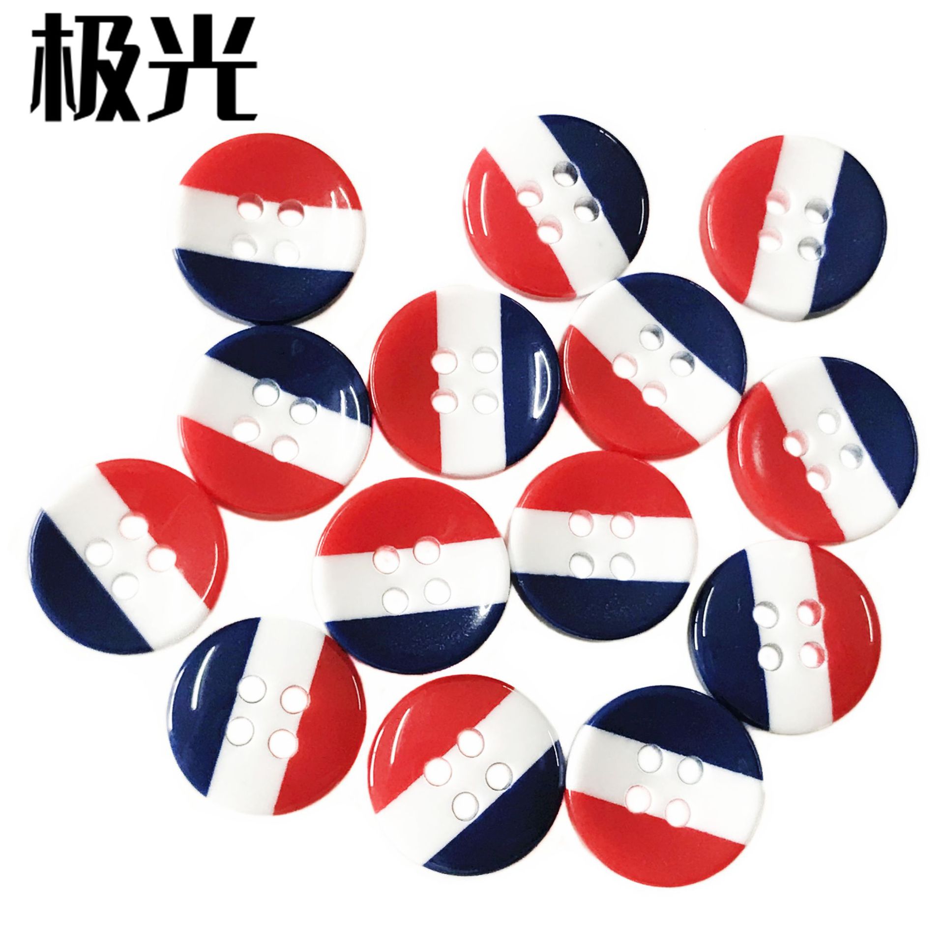 厂家现货批发 彩色条纹纽扣四眼树脂扣 儿童扣子三色钮扣