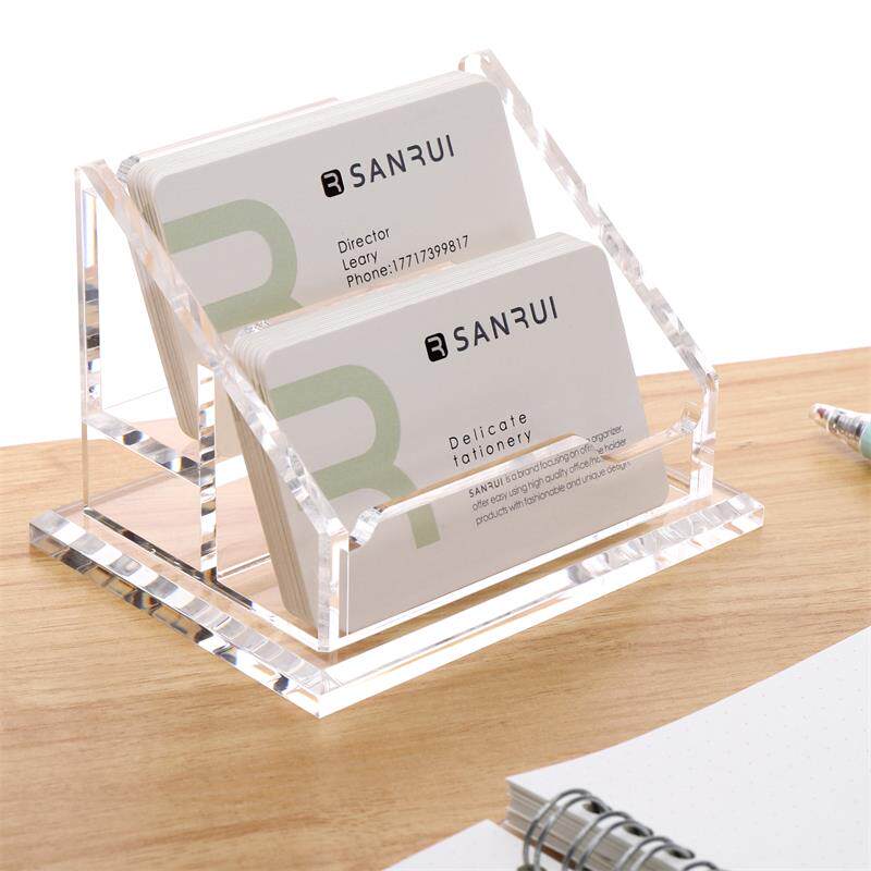 桌面透明亚克力名片架办公展厅展会卡券收纳盒创意简约置物盒
