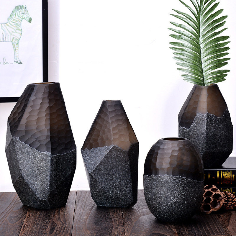 新款 欧式手工磨刻几何型拼接色玻璃花瓶摆件 家居办公装饰摆件,电子元器件市场,电线扎带/束线带,淘宝优惠券,粉丝福利购,淘宝优惠卷