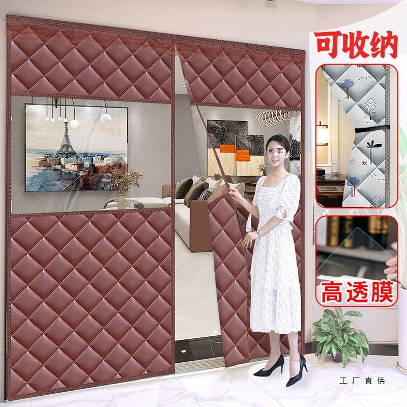 冬季棉门帘加厚防风保暖隔断门帘防冷气保温自吸大门棉门帘大尺寸