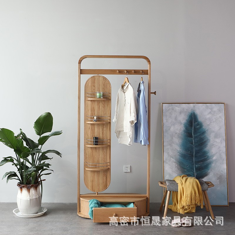 北欧简约卧室多功能挂衣架 现代简约全实木白橡木挂衣架