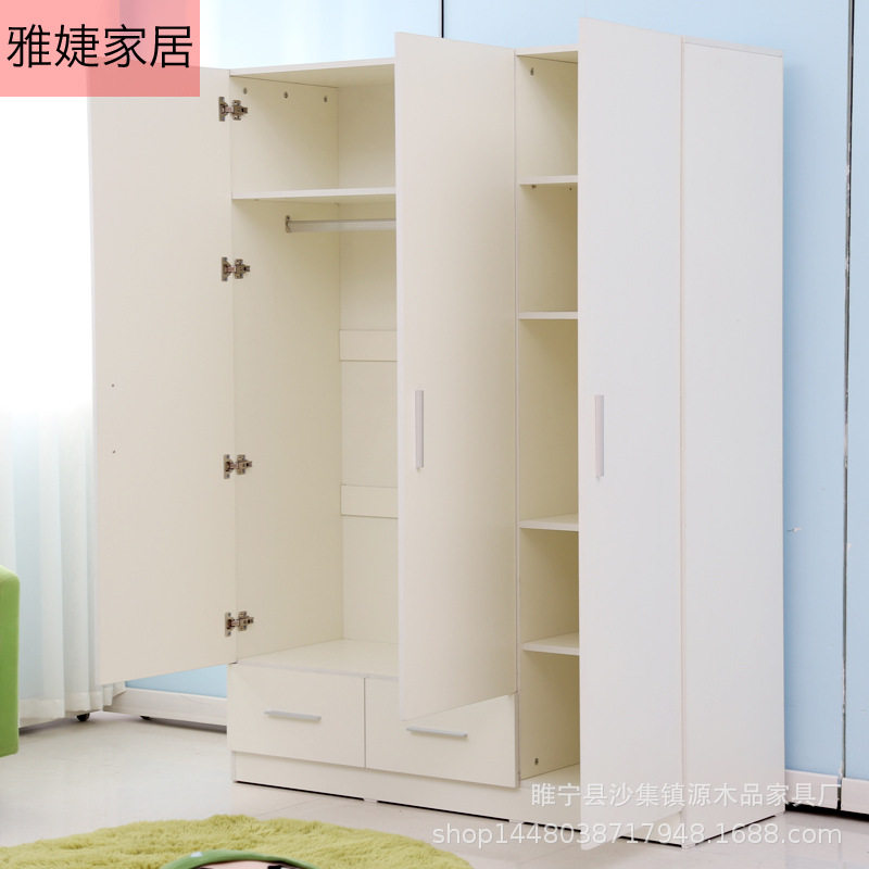 家用储物衣柜2门三门四门板式大容量带抽屉简易收纳大推拉门