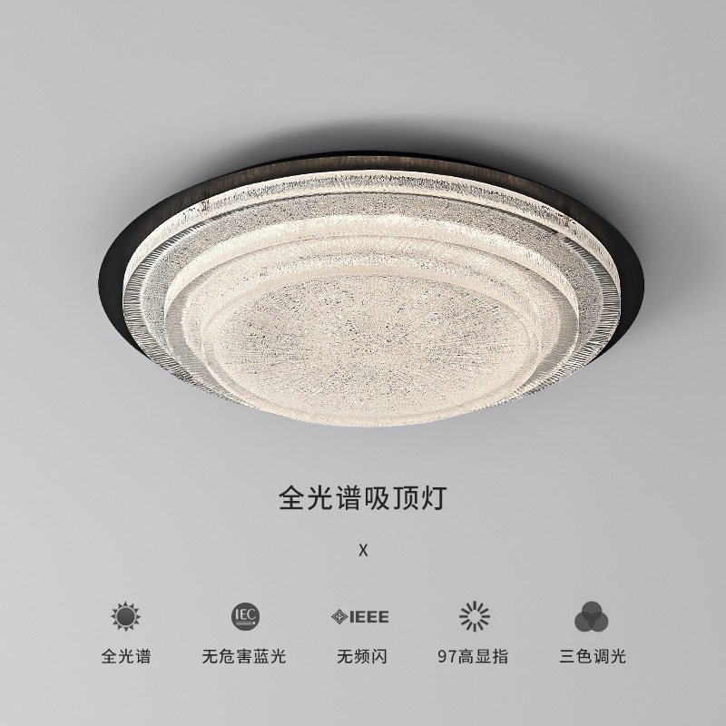 意式极简卧室灯吸顶灯现代轻奢创意个性树脂圆形高端黑色主卧灯