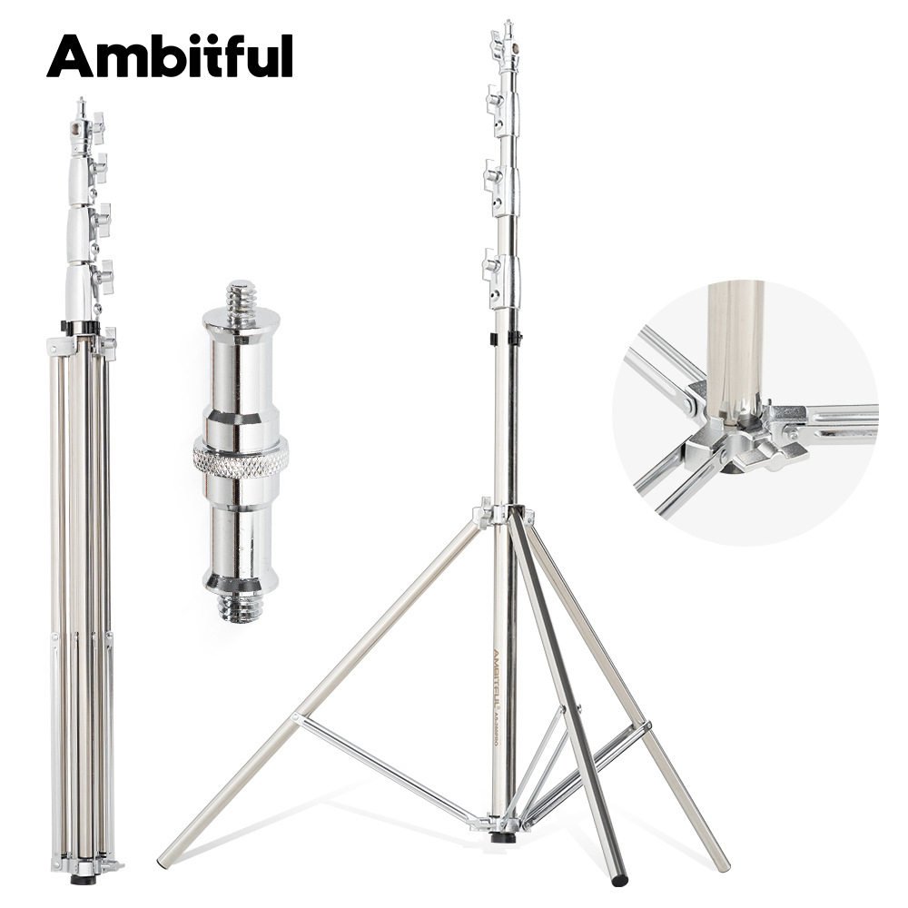 Ambitful志捷AS-400PRO气压灯架不锈钢摄影三脚架闪光灯直播支架