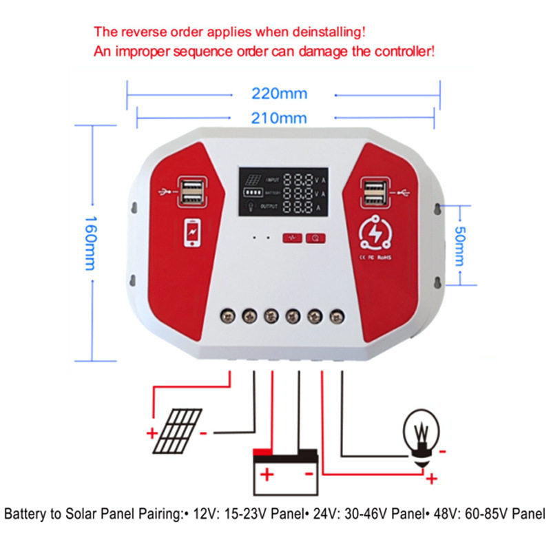 热卖PWM太阳能充电控制器12V24V48V光伏系统自适应控制组件