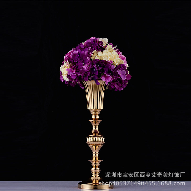 欧式现代简约金色高脚铁艺婚庆花托架餐桌烛台装饰创意居家摆件