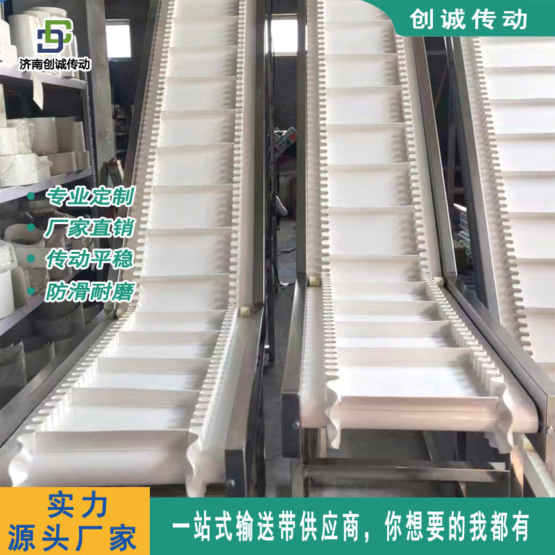 食品加工大倾角铝型材输送机