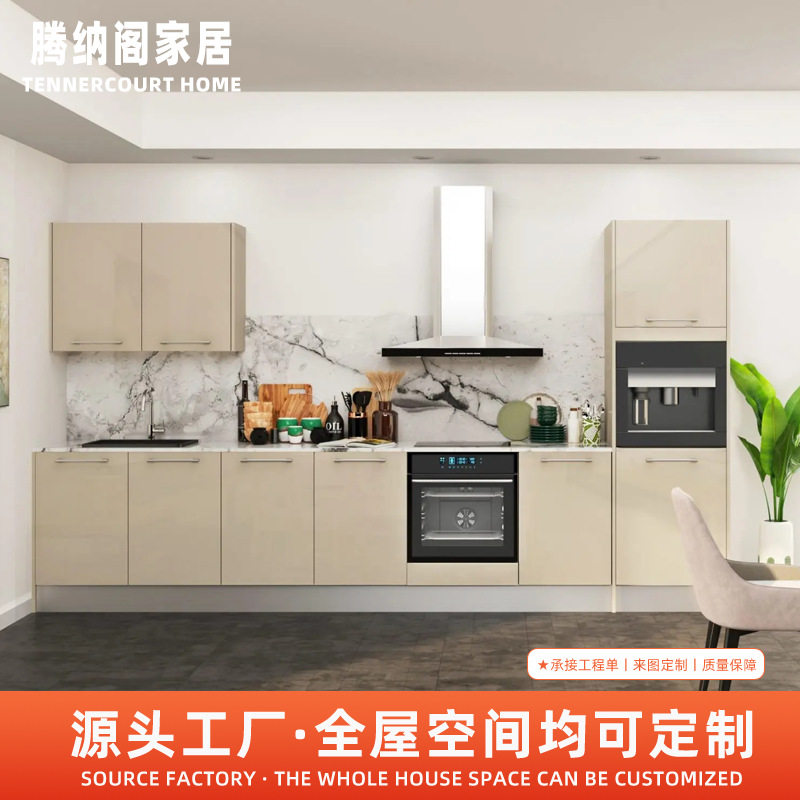 佛山厂家直销全屋定 制橱柜简约家用商用实木石英石台面岛台定 制