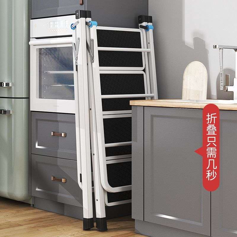 B1A免安装加厚家用登高梯子晾衣架两用落地折叠人字梯晒被子三四