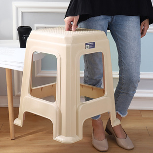 中欧661家用塑料凳子 加厚成人餐桌防滑高脚凳大排档红色方形凳子