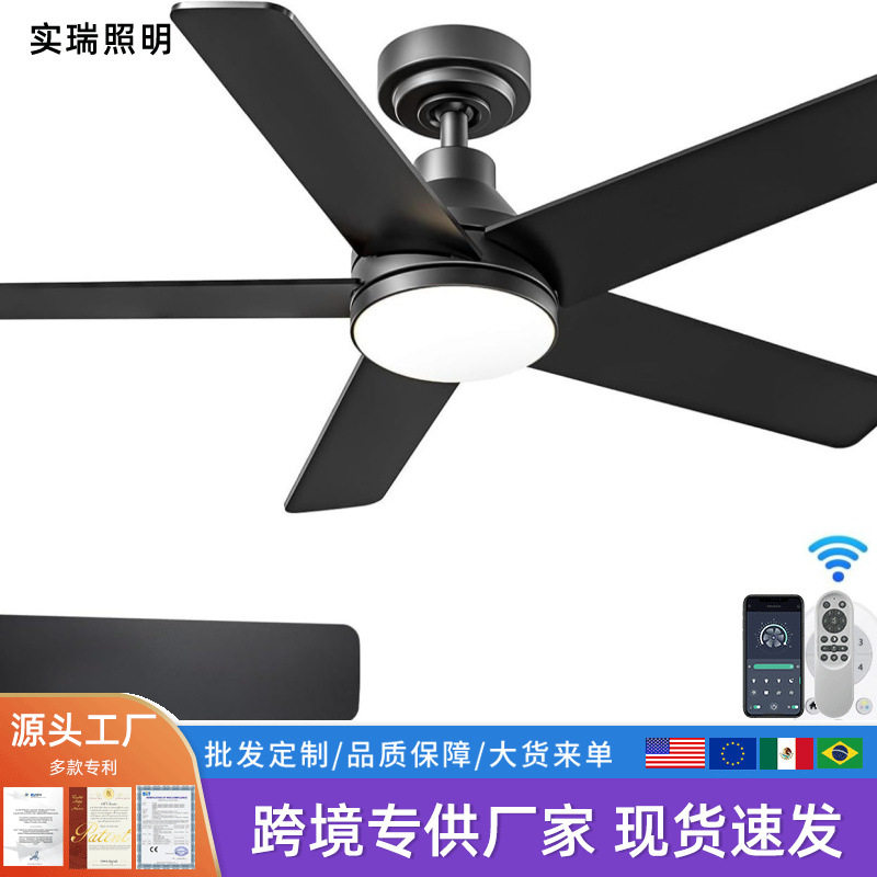 现代简约42寸大风力工业吊扇灯饭店客厅餐厅风扇灯智能变频电扇灯