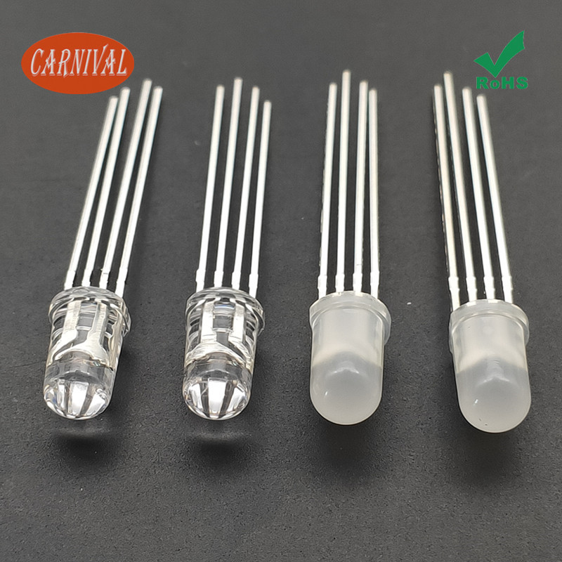 5mm全彩灯珠RGB彩色光源led高亮 直插式全彩方形F5草帽头变色灯
