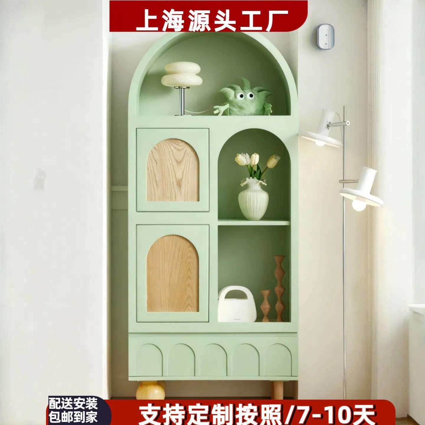 意式极简烤漆书柜实木客厅高柜艺术装饰柜简约现代入户玄关茶水柜