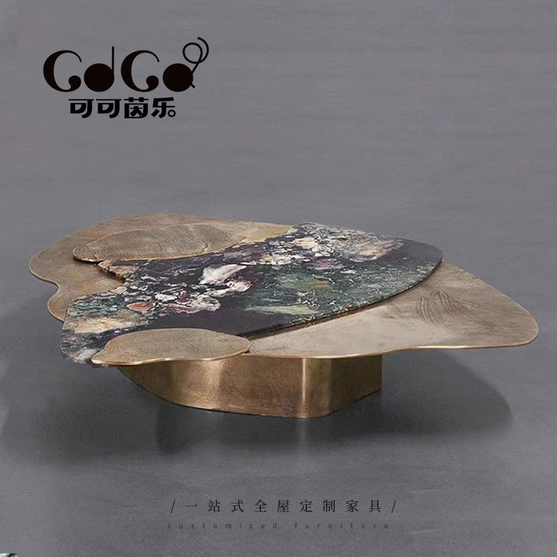 意式奢石茶几轻奢简约客厅小户型大理石创意大小异形茶几组合