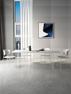 德利丰岩板悬浮餐桌亚克力桌小户型家用厨房岛台桌饭桌桌岩板台面