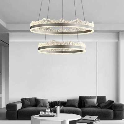 新中式护眼简意意式极简客厅吊灯2025新款高级感冰山别墅大厅主灯