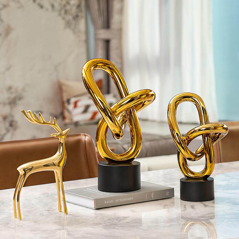 轻奢高级感艺术摆件金色办公室桌面客厅酒柜电视柜高档家居装饰品