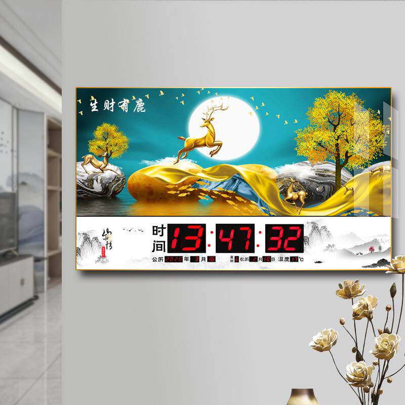 跨境数码万年历电子钟时钟挂墙钟表客厅2025新款壁挂家用时尚