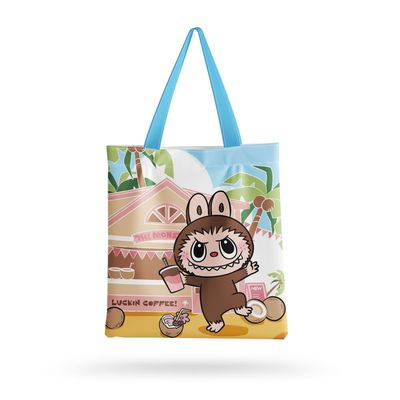 泡泡玛特labubu拉布布帆布包城市乐园单肩包购物布袋女包手提袋