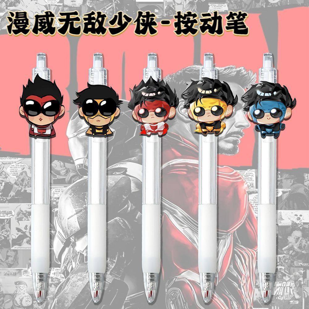 漫威无敌少侠周边按动中性笔学生考试刷题专用0.5mm顺滑速干黑笔