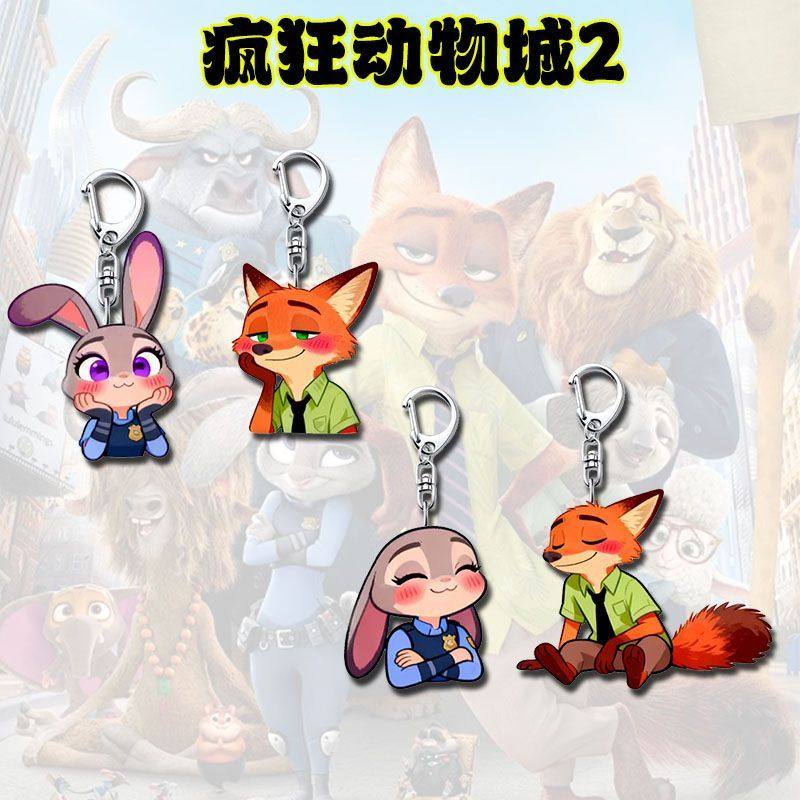 疯狂动物城Q版周边高颜值亚克力钥匙扣学生书包背包卡通装饰挂件