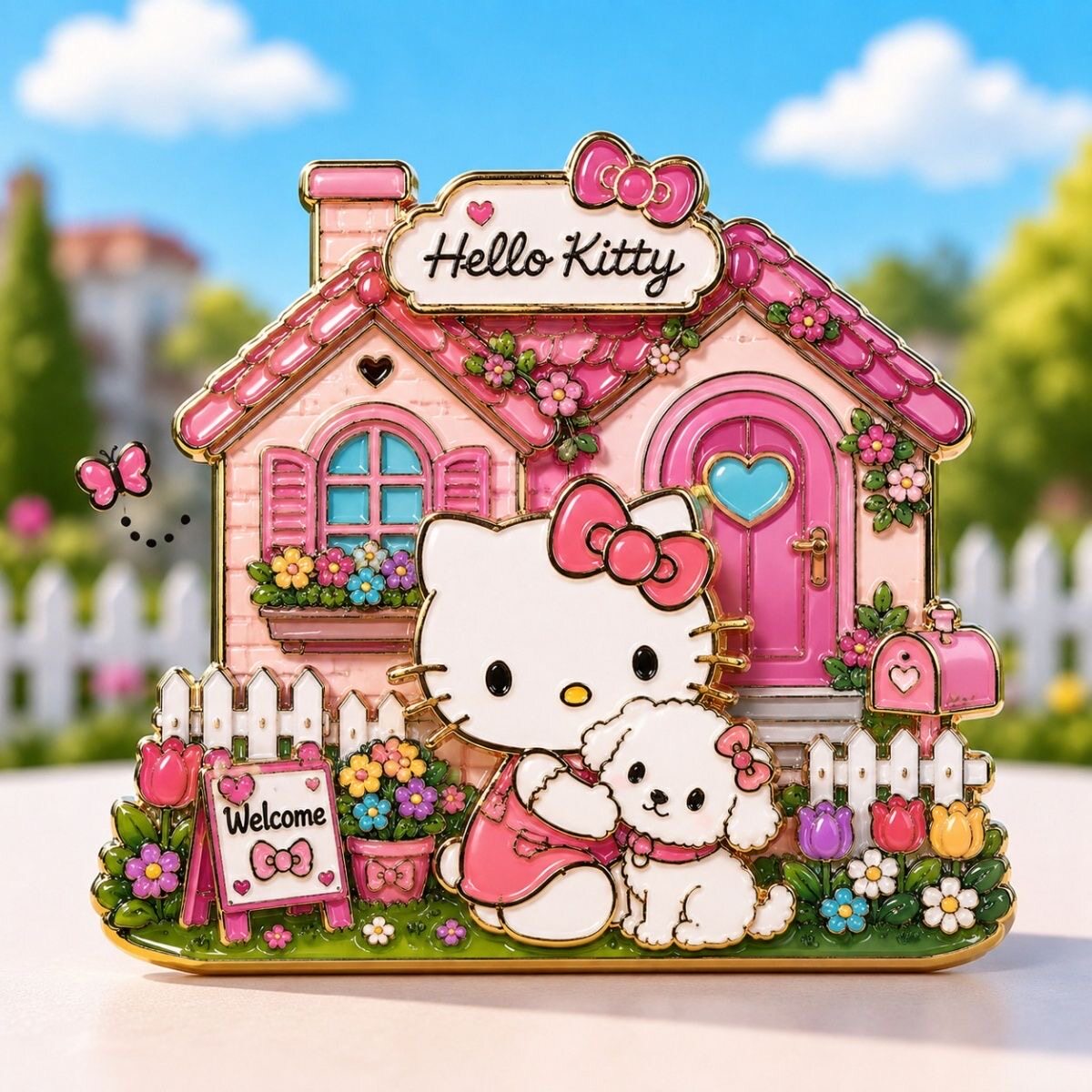 HelloKitty花园房子主题冰箱小狗小镇风景三丽鸥新款欧洲