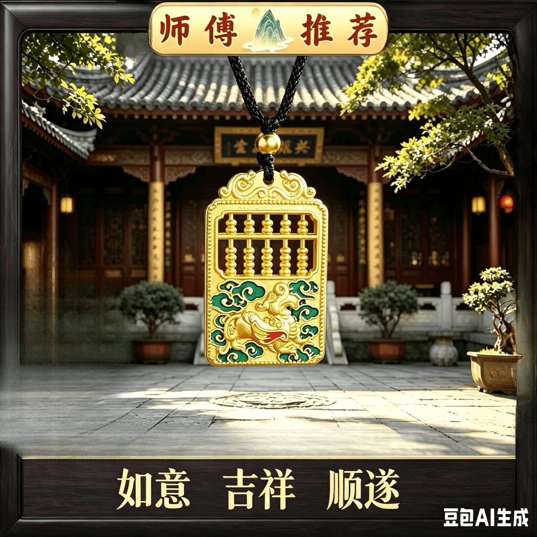 合金吊坠 祥云算盘吊坠国潮民族风财源守护百搭男女项坠