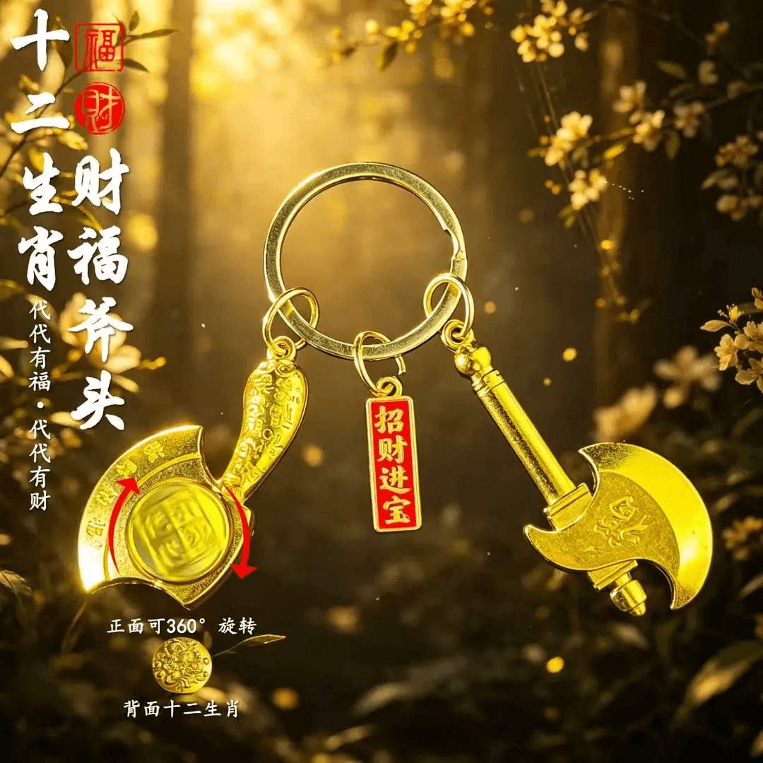 新款推荐十二生肖财福斧头匙扣挂件男女随身通用吉祥寓意创意礼物
