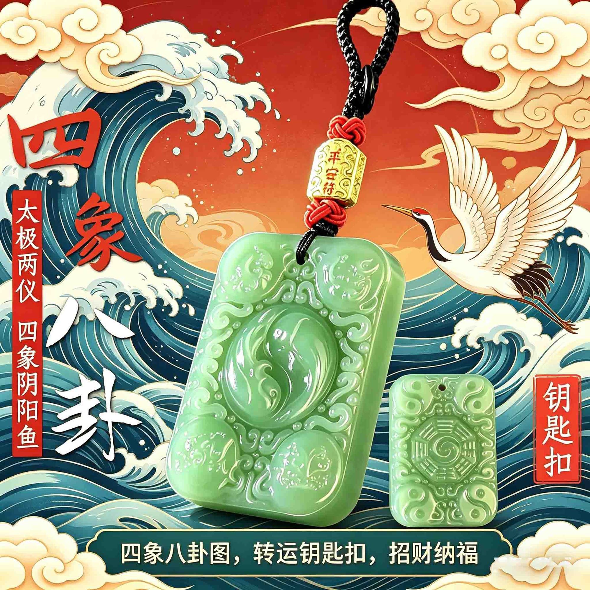 【老师推荐】臻品手作.道嘉太极四象八卦双鱼随身福牌汽车挂件