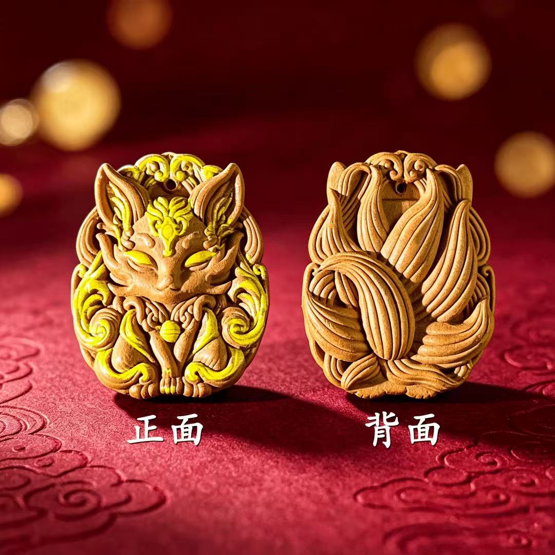 非金属布艺吊坠 古韵金狐.新款九尾狐吊坠流苏挂件男女时尚吊坠
