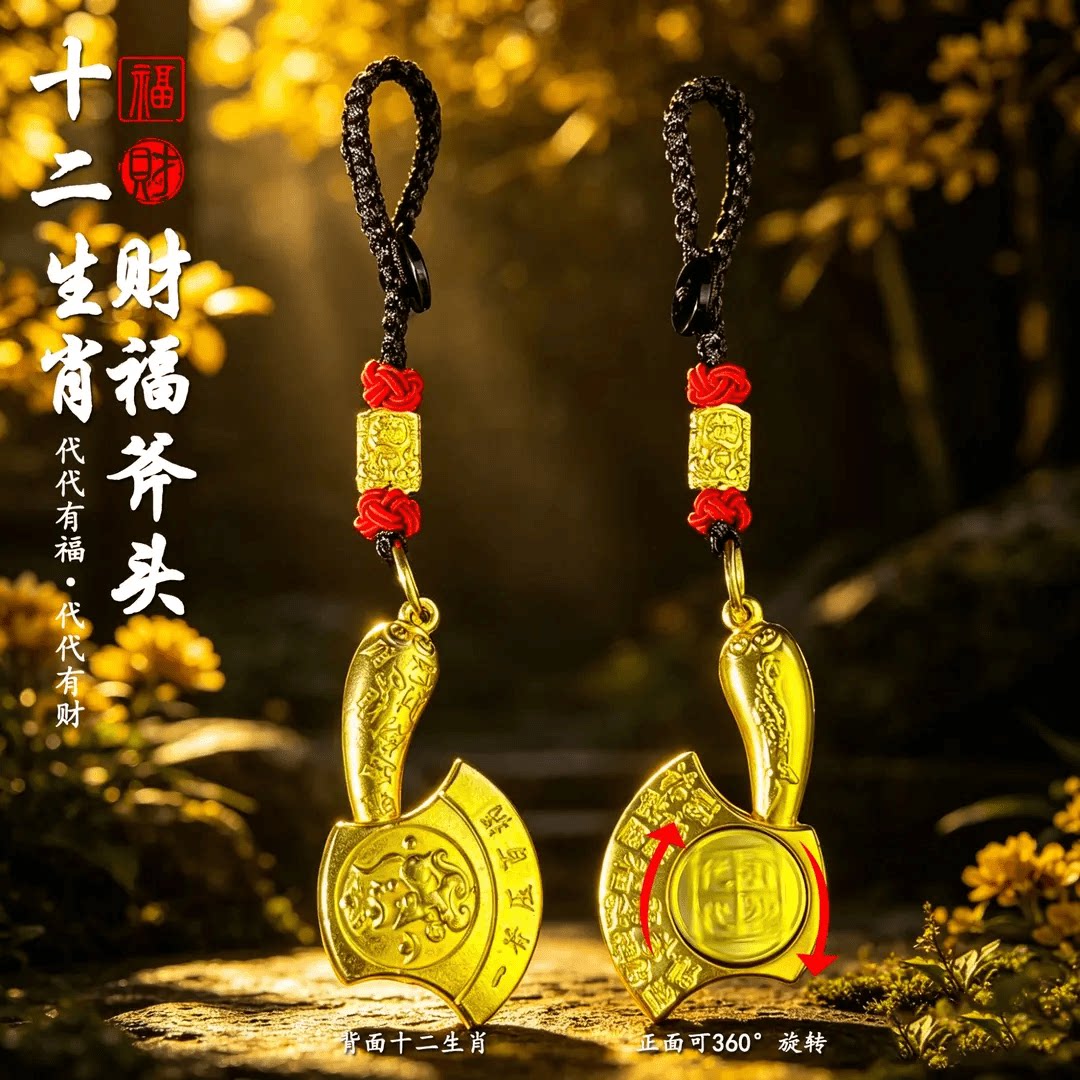 新款推荐十二生肖财福斧头匙扣挂件男女随身通用吉祥寓意创意礼物