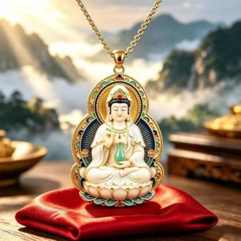 【富贵臻品】莲韵纳福观音佛合金项链吊坠福满莲台高级项链