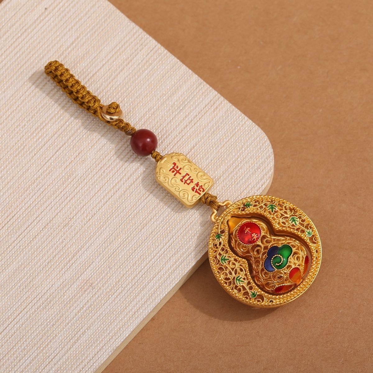 【顺熙阁】马年创意金色福禄平安葫芦旋转钥匙扣寓意挂饰车钥匙扣