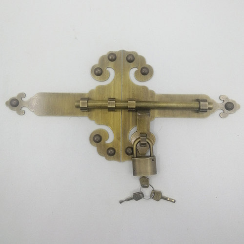 中式明装门锁仿古庭院木门插销老式加厚古建纯铜插销仿古锁扣门栓