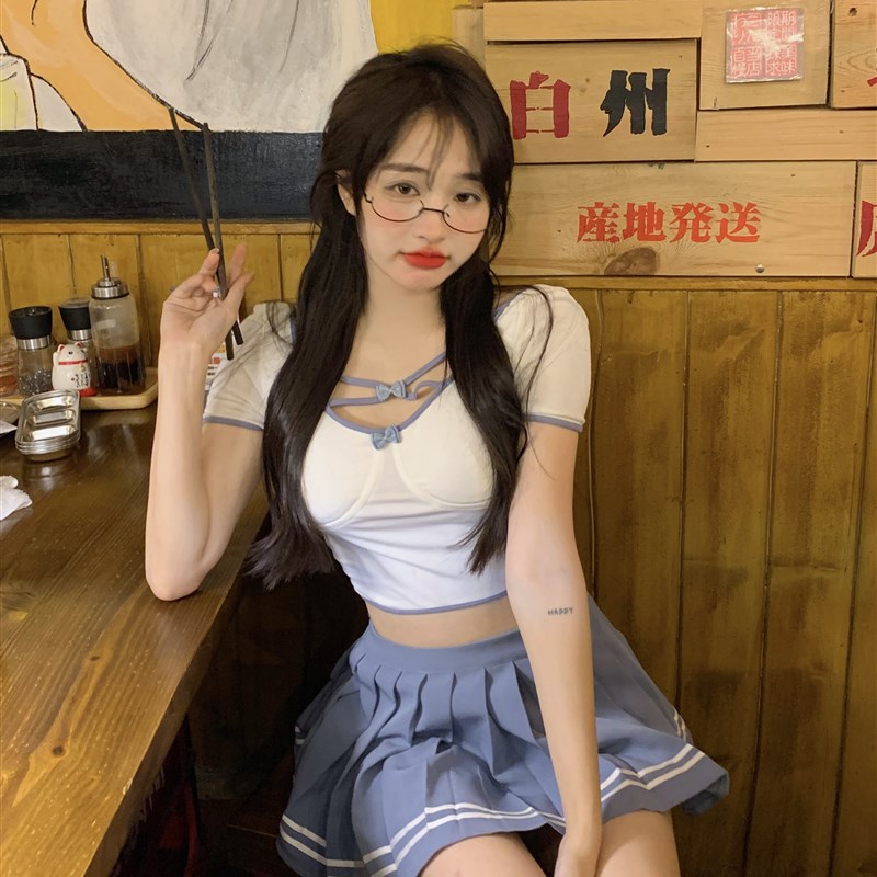 jk制服女团网红套装学院风校园风女装夏季少女甜辣百褶半裙两件套