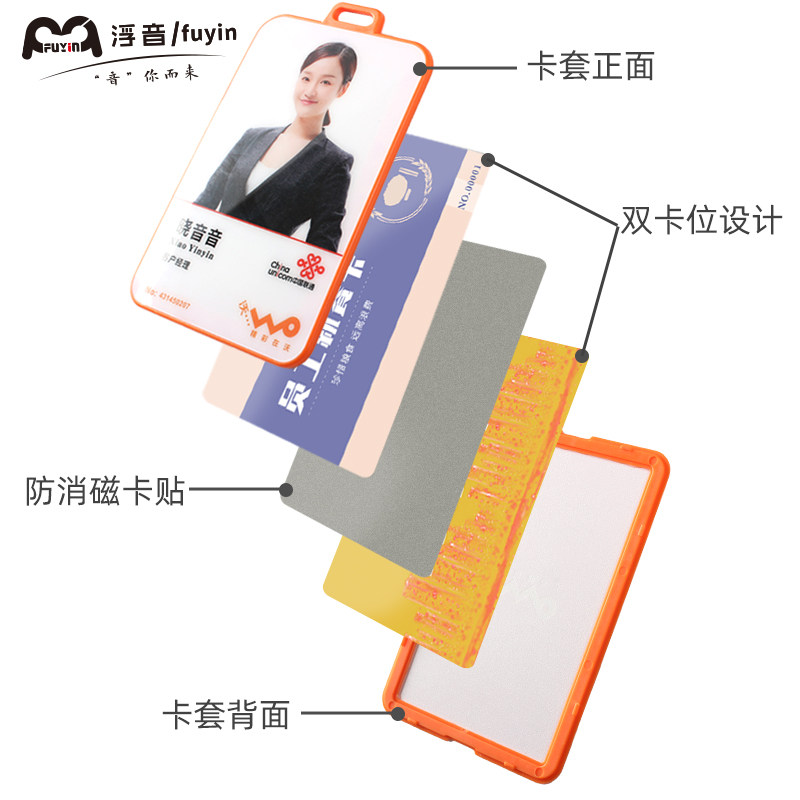 高档双卡工作证卡套带挂绳定制证件套工牌校牌挂牌胸牌厂牌套胸卡