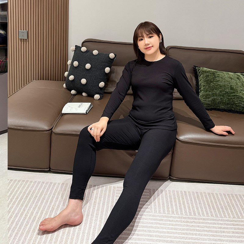 加肥加大码秋衣秋裤套装女胖mm200斤棉质打底保暖内衣线衣线裤冬