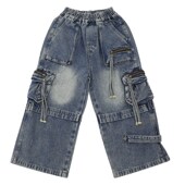 2024春装 复古儿童工装 新款 男童牛仔裤 中大童直筒老爹裤 港风长裤 裤