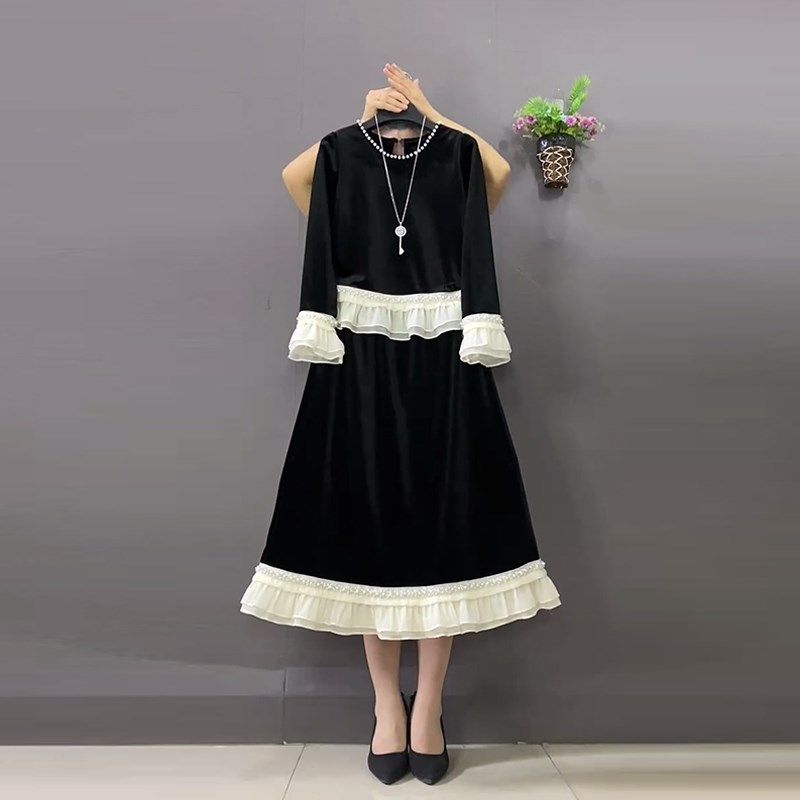 大码女装钉珠边拼色袖口底摆上衣半身裙胖MM秋季款显瘦休闲两件套,女装/女士精品,大码套装,淘宝优惠券,粉丝福利购,淘宝优惠卷