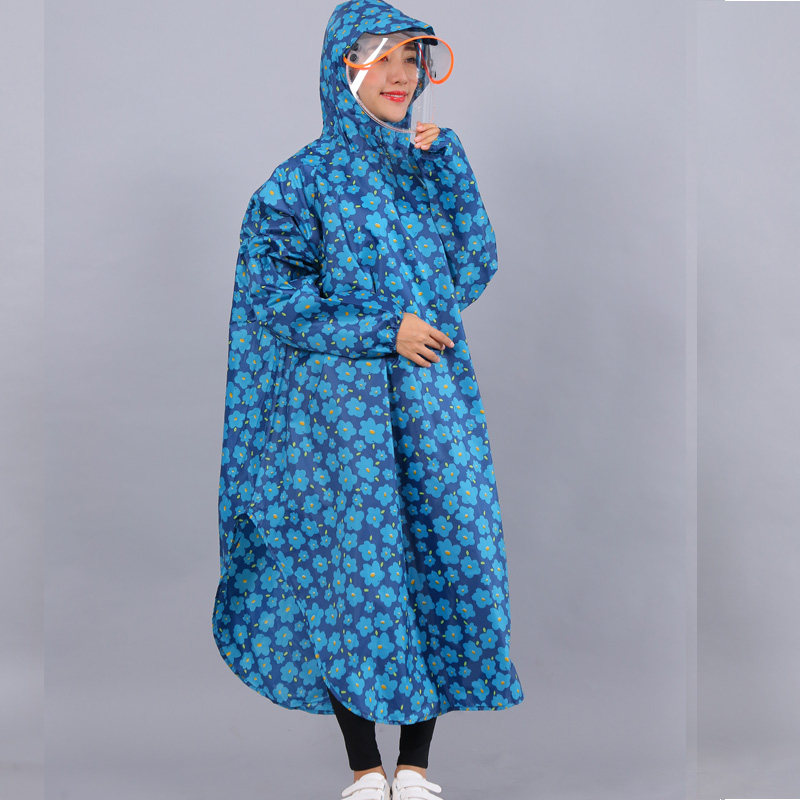 带袖电动摩托车雨衣成人骑行女款时尚雨披帽檐徒步男士防水衣长款