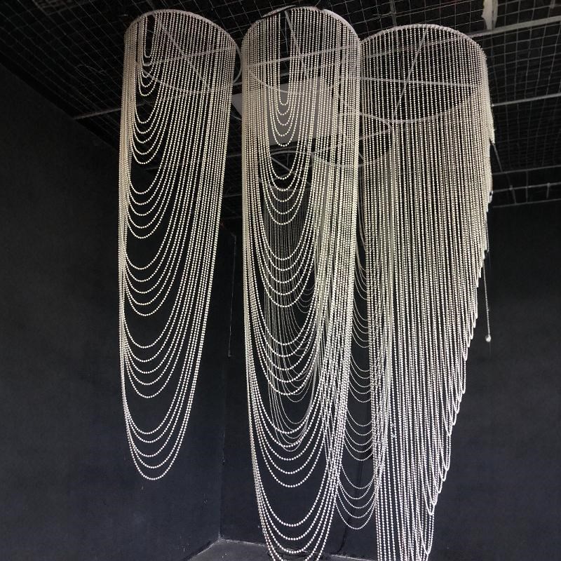 婚庆道具珍珠兰舟圆环韩式波浪珠帘酒店婚礼堂吊顶珍珠链背景装饰