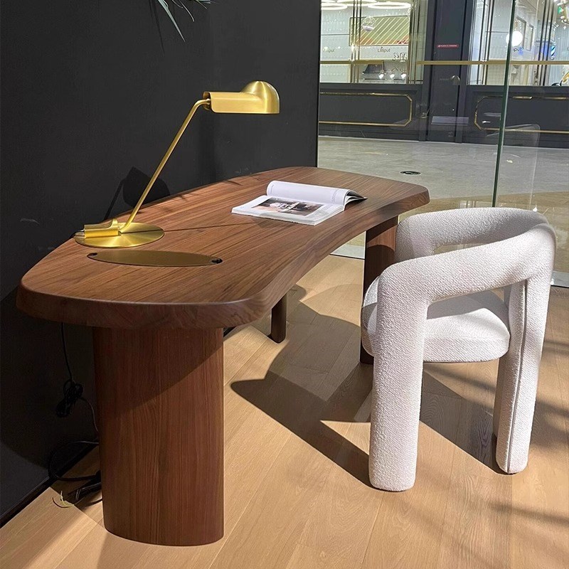 新中式黑胡桃白蜡木书桌简约酒店民宿办公室电脑桌书房实木写字桌